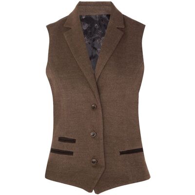 TruClothing Hellbraune Weste aus Tweed im Fischgrätmuster der 1920er-Jahre für Damen Bräunen EU 44 / UK 16 TruClothing Hellbraune Weste aus Tweed im Fischgrätmuster der 1920er-Jahre für Damen Bräunen EU 44 / UK 16