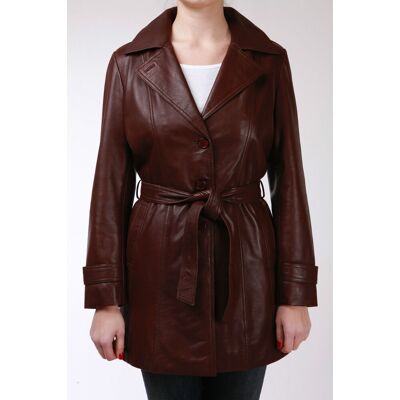 Infinity Leather Damen-Trenchcoat mit 3/4-Länge und Bindegürtel – Oldbury Braun EU 42 / UK 14 Infinity Leather Damen-Trenchcoat mit 3/4-Länge und Bindegürtel – Oldbury Braun EU 42 / UK 14