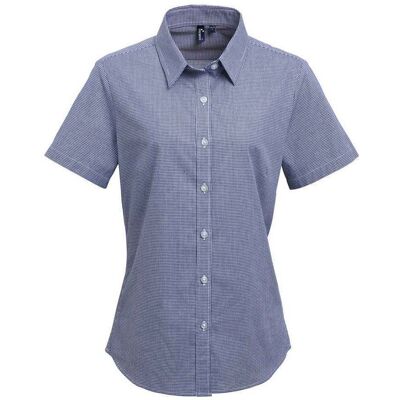Premier Womens/Ladies Gingham Short-Sleeved Shirt (Marine/Weiß) Marine EU 40 / UK 12 Premier Womens/Ladies Gingham Short-Sleeved Shirt (Marine/Weiß) Marine EU 40 / UK 12