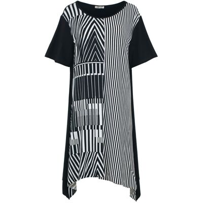 Conquista Grafisch elegantes Plus Size Jersey-Kleid Schwarz-Weiss S Conquista Grafisch elegantes Plus Size Jersey-Kleid Schwarz-Weiss S