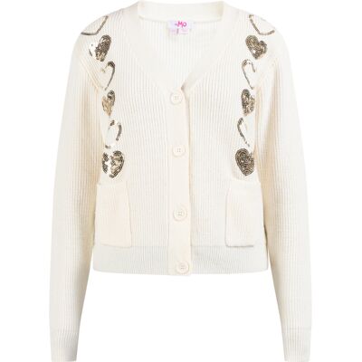 Mymo Strickjacke Damen Wollweiß Cremefarben M/L Mymo Strickjacke Damen Wollweiß Cremefarben M/L