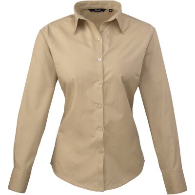 Premier Damen Popeline Bluse / Arbeitshemd, langärmlig (Khaki) Khaki EU 42 / UK 14 Premier Damen Popeline Bluse / Arbeitshemd, langärmlig (Khaki) Khaki EU 42 / UK 14