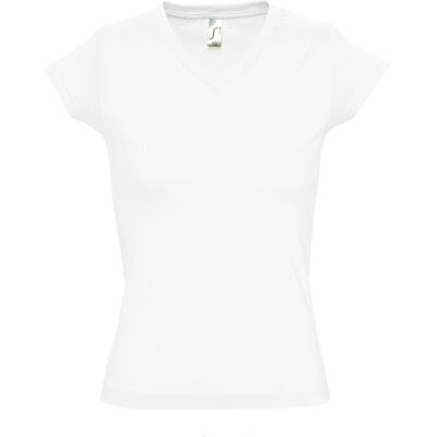 SOLs Damen/Damen Moon V-Ausschnitt T-Shirt mit kurzen Ärmeln (Weiß) Weiß XL SOLs Damen/Damen Moon V-Ausschnitt T-Shirt mit kurzen Ärmeln (Weiß) Weiß XL