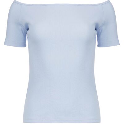 Conquista Weiches Blaues Off-Shoulder Baumwoll-Elasthan Oberteil Blau Einheitsgröße Conquista Weiches Blaues Off-Shoulder Baumwoll-Elasthan Oberteil Blau Einheitsgröße