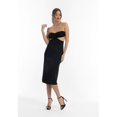 faina Robe midi avec découpes Schwarz S faina Robe midi avec découpes Schwarz S