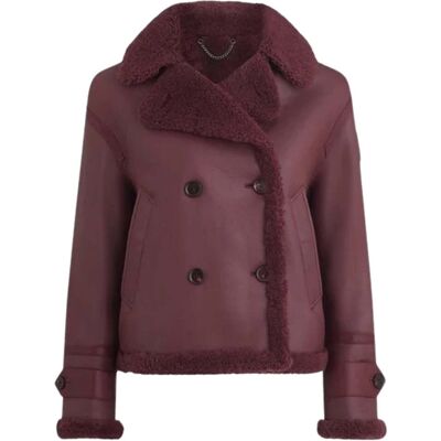 Belstaff Cedar Redwood Burgunder Sherling Lederjacke Rot XL Belstaff Cedar Redwood Burgunder Sherling Lederjacke Rot XL