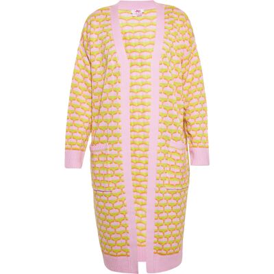 Mymo Strickjacke Damen Rosa Limone Orange Mehrfarben XS Mymo Strickjacke Damen Rosa Limone Orange Mehrfarben XS