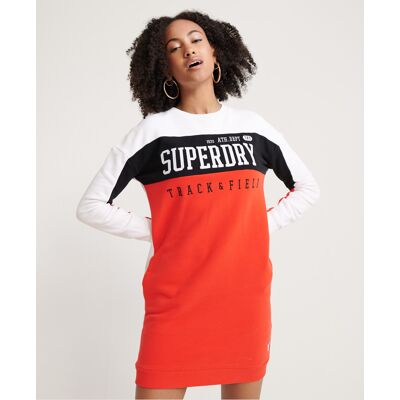 Superdry Panel langärmeliges Sweatkleid Rot 2XS Superdry Panel langärmeliges Sweatkleid Rot 2XS