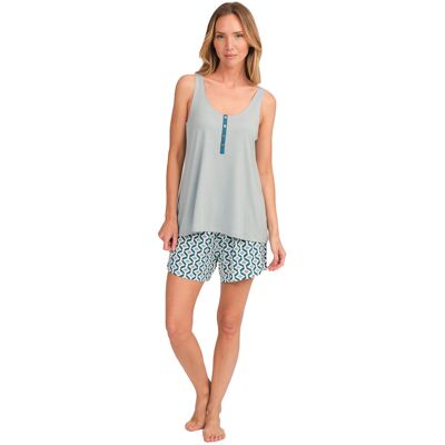 J&J Brothers JJB15 Ärmelloser Pyjama für Damen Blau M J&J Brothers JJB15 Ärmelloser Pyjama für Damen Blau M