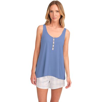 J&J Brothers JJBFH0702 Ärmelloser Pyjama für Damen Blau M J&J Brothers JJBFH0702 Ärmelloser Pyjama für Damen Blau M