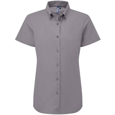 Premier - "Supreme" Formelles Hemd für Damen kurzärmlig (Stahl) Grau M Premier - "Supreme" Formelles Hemd für Damen kurzärmlig (Stahl) Grau M