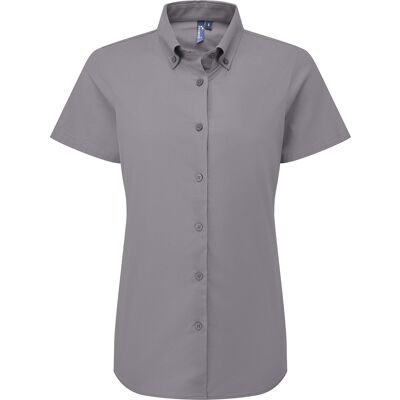 Premier - "Supreme" Formelles Hemd für Damen kurzärmlig (Stahlgrau) Blau/Dunkelgrau M Premier - "Supreme" Formelles Hemd für Damen kurzärmlig (Stahlgrau) Blau/Dunkelgrau M