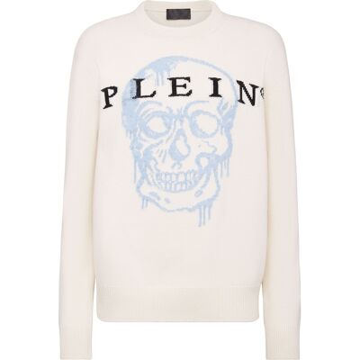 Philipp Plein Rundhalspullover Skull Creme L Philipp Plein Rundhalspullover Skull Creme L