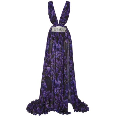 Philipp Plein Abendkleid Flowers Schwarz XS Philipp Plein Abendkleid Flowers Schwarz XS