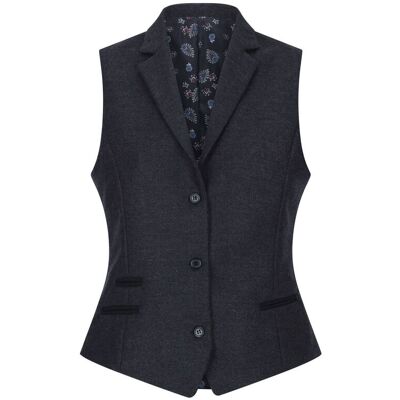 TruClothing Damen Weste aus Tweed mit Fischgrätenmuster und Karomuster, schwarze Weste aus Wollmischung Schwarz EU 46 / UK 18 TruClothing Damen Weste aus Tweed mit Fischgrätenmuster und Karomuster, schwarze Weste aus Wollmischung Schwarz EU 46 / UK 18