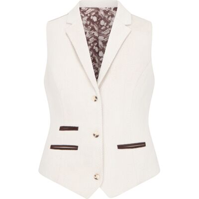 TruClothing Cremefarbene Tailored Fit Weste aus Wollmischung und Tweed für Damen Beige EU 40 / UK 12 TruClothing Cremefarbene Tailored Fit Weste aus Wollmischung und Tweed für Damen Beige EU 40 / UK 12