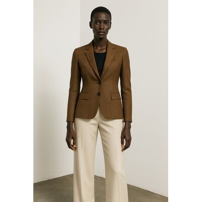 Conquista Karierter, taillierter Blazer aus 100 % Baumwolle Braun M Conquista Karierter, taillierter Blazer aus 100 % Baumwolle Braun M