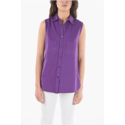 Woolrich Ärmelloses Maxi-Shirt aus Baumwolle mit doppelten Brusttaschen in Violett Violett S Woolrich Ärmelloses Maxi-Shirt aus Baumwolle mit doppelten Brusttaschen in Violett Violett S