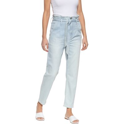 Amor, Truth & Trust Damen ATT JEANS Damen Jeans im Paperbag-Design mit Streifenmuster Moon hellblau Hellblau Amor, Truth & Trust Damen ATT JEANS Damen Jeans im Paperbag-Design mit Streifenmuster Moon hellblau Hellblau