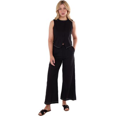 Gini London Schwarzer Baumwollmantel mit Kontrastnähten und Taille Schwarz EU 36 / UK 8 Gini London Schwarzer Baumwollmantel mit Kontrastnähten und Taille Schwarz EU 36 / UK 8
