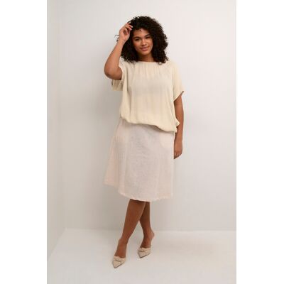 Kaffe Curve Bluse mit kurzen Ärmeln Lockere Passform Feder Grau beige Beige EU 54 / UK 26 Kaffe Curve Bluse mit kurzen Ärmeln Lockere Passform Feder Grau beige Beige EU 54 / UK 26