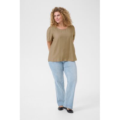 Kaffe Curve Kurzarm-Bluse Regular fit Chincilla CC beige Beige EU 54 / UK 26 Kaffe Curve Kurzarm-Bluse Regular fit Chincilla CC beige Beige EU 54 / UK 26