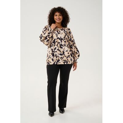 Kaffe Curve Langarm-Bluse Regular fit Beige/Black/Peach Blurry Leaf multicolour Mehrfarben EU 52 / UK 24 Kaffe Curve Langarm-Bluse Regular fit Beige/Black/Peach Blurry Leaf multicolour Mehrfarben EU 52 / UK 24