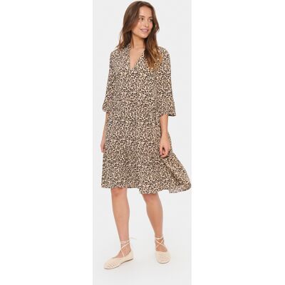 Saint Tropez Kleid Casual fit Creme Leopard Strokes animal Tier M Saint Tropez Kleid Casual fit Creme Leopard Strokes animal Tier M