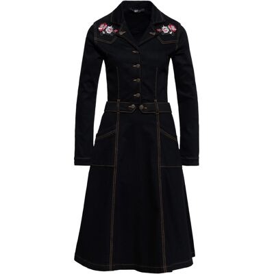 Queen Kerosin Damen Denim Swing Kleid schwarz Schwarz XS Queen Kerosin Damen Denim Swing Kleid schwarz Schwarz XS