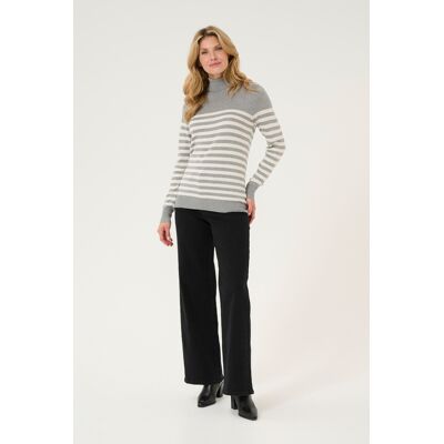Kaffe Strickpullover Slim fit grey white Grau weiß S Kaffe Strickpullover Slim fit grey white Grau weiß S