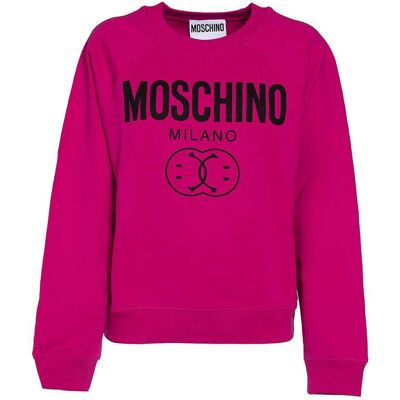 Moschino Milano Double Smiley Fuxia Pullover Rosa 2XS Moschino Milano Double Smiley Fuxia Pullover Rosa 2XS
