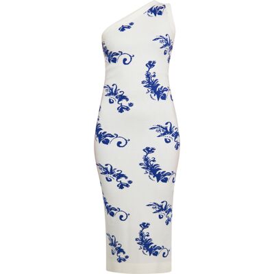 Mymo Kleid Frauen Wollweiss Blau Cremefarben XL Mymo Kleid Frauen Wollweiss Blau Cremefarben XL