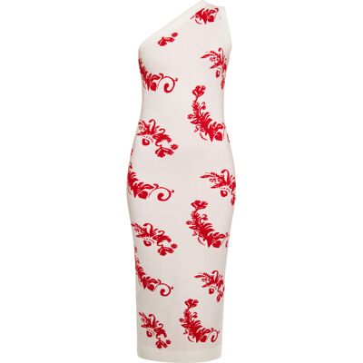 Mymo Kleid Frauen Wollweiss Rot Cremefarben XS Mymo Kleid Frauen Wollweiss Rot Cremefarben XS