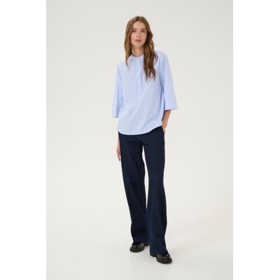 My Essential Wardrobe Kurzarm-Bluse Loose fit blue white Blau Weiss EU 38 / UK 10 My Essential Wardrobe Kurzarm-Bluse Loose fit blue white Blau Weiss EU 38 / UK 10