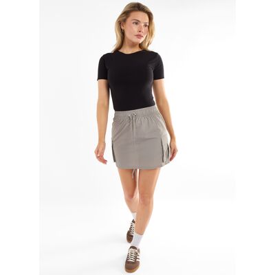 Gini London Grauer Mini-Cargo-Rock mit Kordelzug und Fallschirm Grau EU 42 / UK 14 Gini London Grauer Mini-Cargo-Rock mit Kordelzug und Fallschirm Grau EU 42 / UK 14
