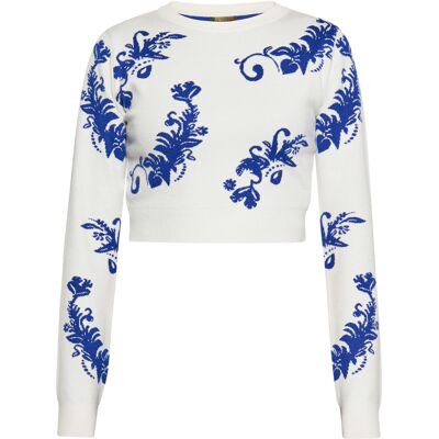 Mymo Pullover Frauen Wollweiss Blau Cremefarben S Mymo Pullover Frauen Wollweiss Blau Cremefarben S