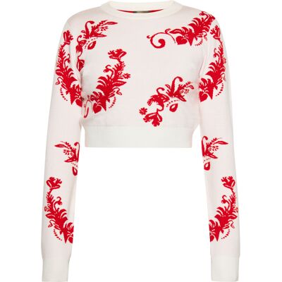 Mymo Pullover Frauen Wollweiss Rot Cremefarben S Mymo Pullover Frauen Wollweiss Rot Cremefarben S