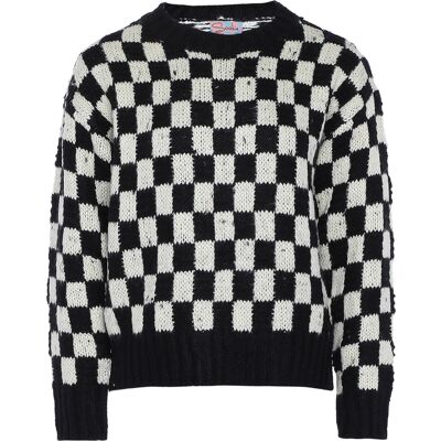 Mymo Pullover Frauen WEISS SCHWARZ KARIERT Weiß schwarz M/L Mymo Pullover Frauen WEISS SCHWARZ KARIERT Weiß schwarz M/L