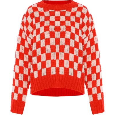 Mymo Pullover Frauen WEISS ROT KARIERT Weiß Rot XS/S Mymo Pullover Frauen WEISS ROT KARIERT Weiß Rot XS/S