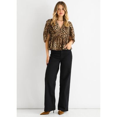 Gini London Braune Bluse mit Tiermotiv und Schößchen am V-Ausschnitt Braun EU 42 / UK 14 Gini London Braune Bluse mit Tiermotiv und Schößchen am V-Ausschnitt Braun EU 42 / UK 14