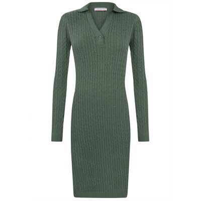 Felix Hardy Kleid Langärmeliges Kabelstrickkleid Grün M Felix Hardy Kleid Langärmeliges Kabelstrickkleid Grün M