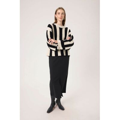 Soaked in Luxury Strickpullover SLBriony Strickpullover Baggy fit black offwhite Schwarz und gebrochenes Weiß M Soaked in Luxury Strickpullover SLBriony Strickpullover Baggy fit black offwhite Schwarz und gebrochenes Weiß M