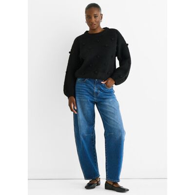 Gini London Schwarzer Oversize-Strickpullover aus Wollmischung Schwarz S/M Gini London Schwarzer Oversize-Strickpullover aus Wollmischung Schwarz S/M