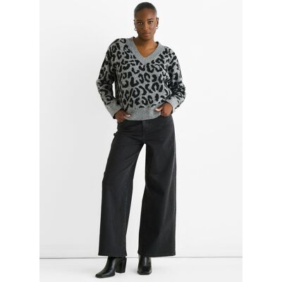 Gini London Grauer Pullover mit V-Ausschnitt und kurzen Ärmeln Grau L/XL Gini London Grauer Pullover mit V-Ausschnitt und kurzen Ärmeln Grau L/XL