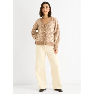 Gini London Kamel Tierdruck Wollmix Cardigan Look Pullover Kamel M/L Gini London Kamel Tierdruck Wollmix Cardigan Look Pullover Kamel M/L