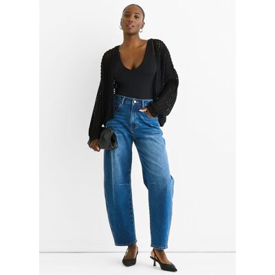 Gini London Schwarzer Offene Strickrand-zu-Rand-Cardigan Schwarz M/L Gini London Schwarzer Offene Strickrand-zu-Rand-Cardigan Schwarz M/L