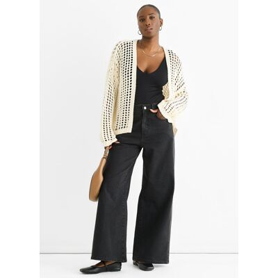Gini London Creme Offene Strickkante Cardigan Creme S/M Gini London Creme Offene Strickkante Cardigan Creme S/M