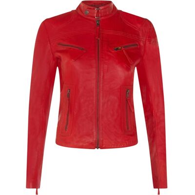 Infinity Leather Rote Slim-Fit-Bikerjacke aus Leder für Damen – Maldon Rot EU 52 / UK 24 Infinity Leather Rote Slim-Fit-Bikerjacke aus Leder für Damen – Maldon Rot EU 52 / UK 24