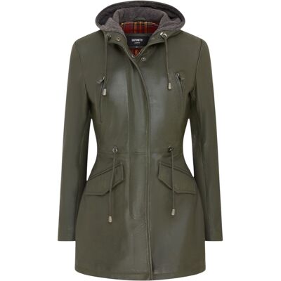 Infinity Leather Grüne Parka-Jacke mit mittellanger Kapuze für Damen – Oakengates Grün EU 48 / UK 20 Infinity Leather Grüne Parka-Jacke mit mittellanger Kapuze für Damen – Oakengates Grün EU 48 / UK 20