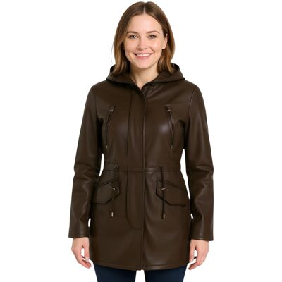 Infinity Leather Damen Parka mit Kapuze, braun, Leder, Cairns Braun EU 46 / UK 18 Infinity Leather Damen Parka mit Kapuze, braun, Leder, Cairns Braun EU 46 / UK 18